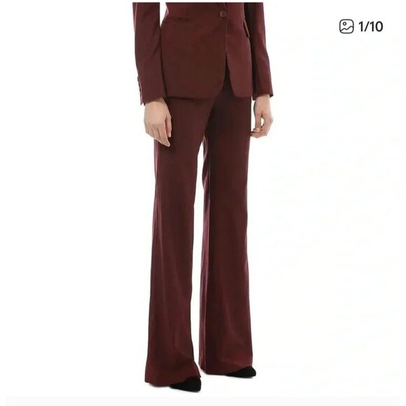 Theory Pants Womens 8 Burgundy Avano Wool Lycra Dress Trousers Slacks Tailored - Picture 1 of 11